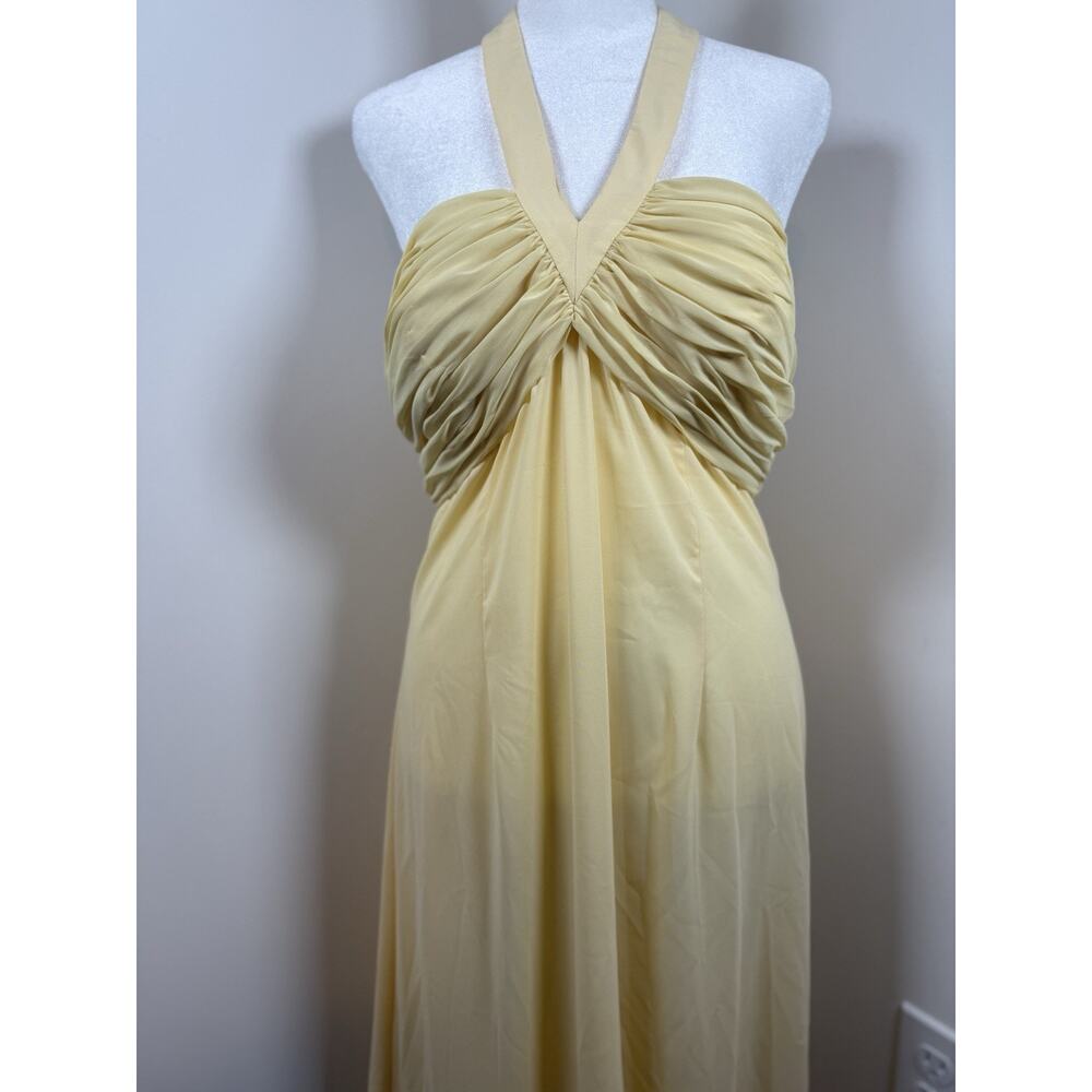 Jovani Women’s Size 12 Butter Yellow Formal Dress Gown Halter Long Classic Prom - Picture 9 of 15